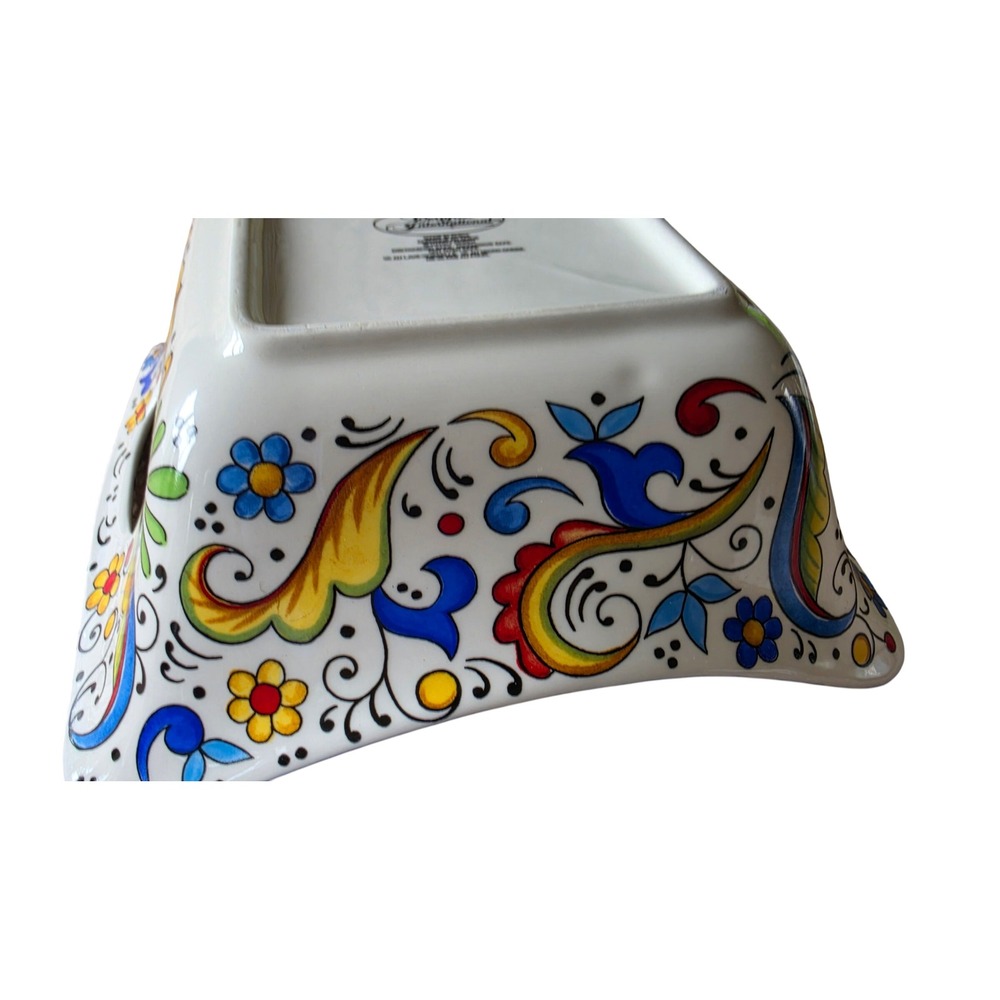 Certified International Nancy Green Floral Ceramic Square Serving Bowl Handles